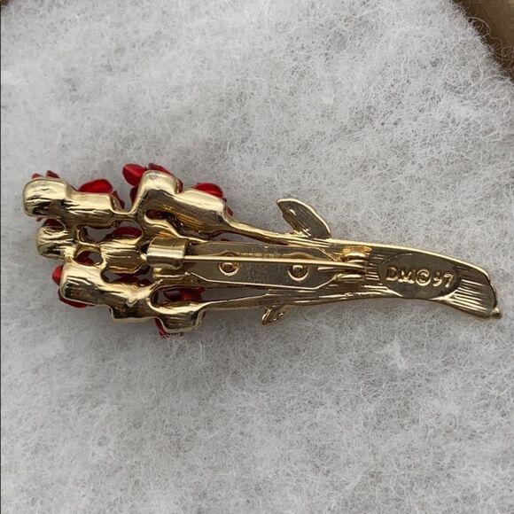 Vintage David Monn 1997 rose bouquet gold tone brooch - Picture 4 of 5